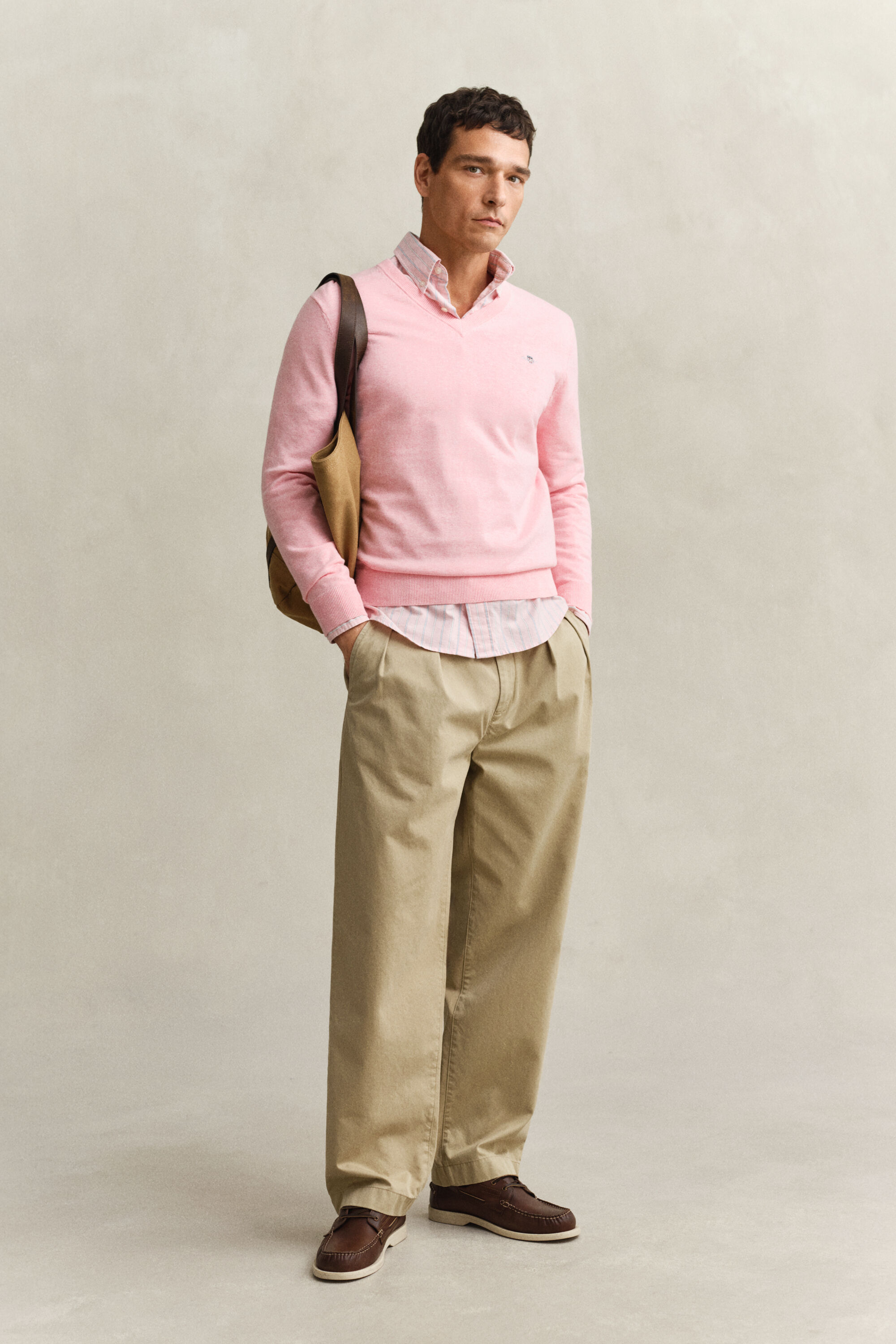 Klassiske sweater i bomuld med V-hals