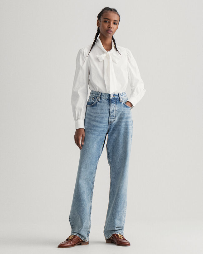 Oxford skjorte med bindebånd og pufærmer