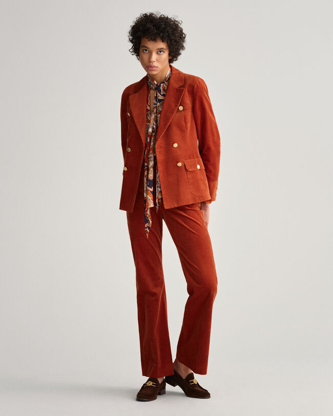 Slim jakkeblazer af jernbanefløjl