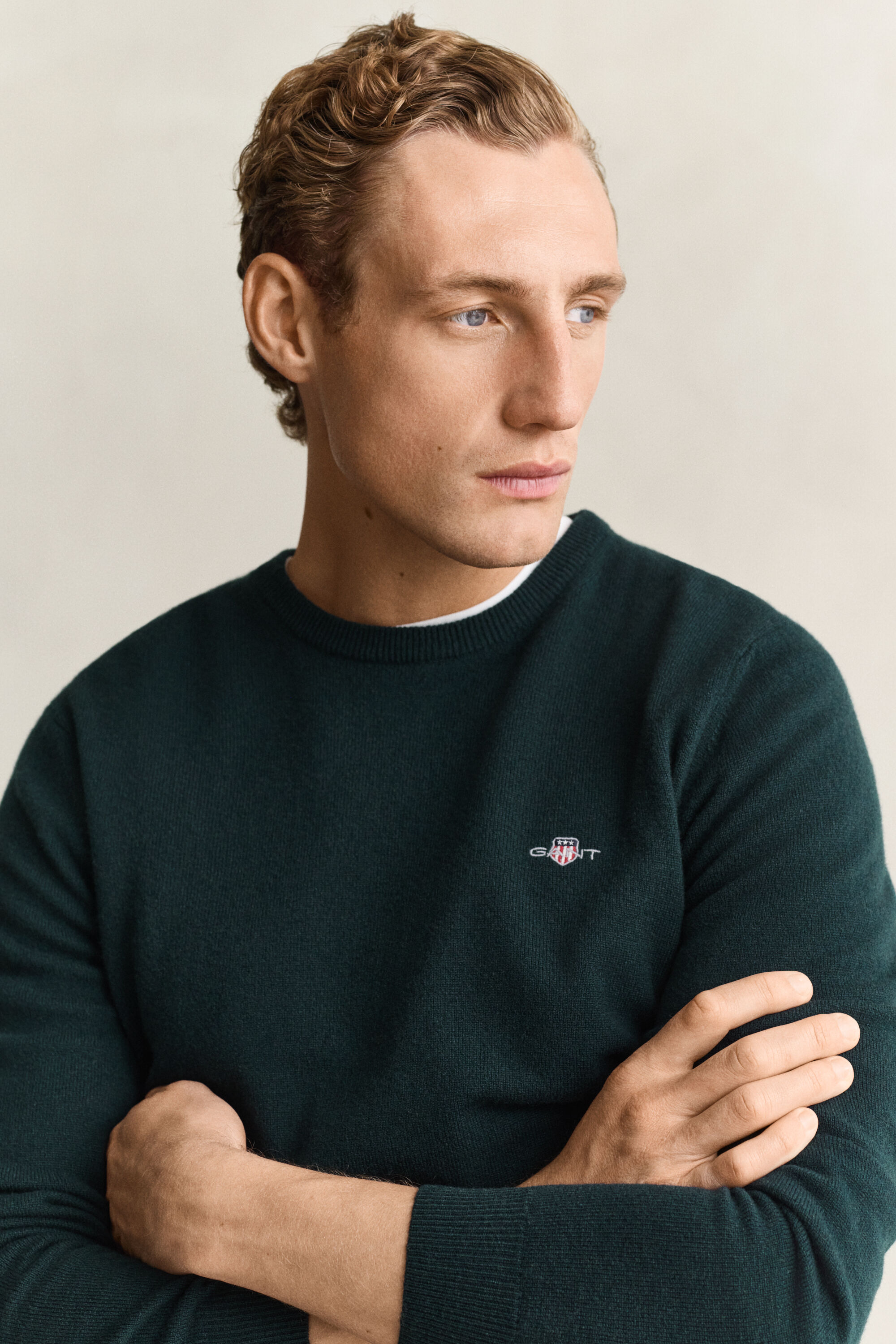 Crewneck sweater i lammeuld