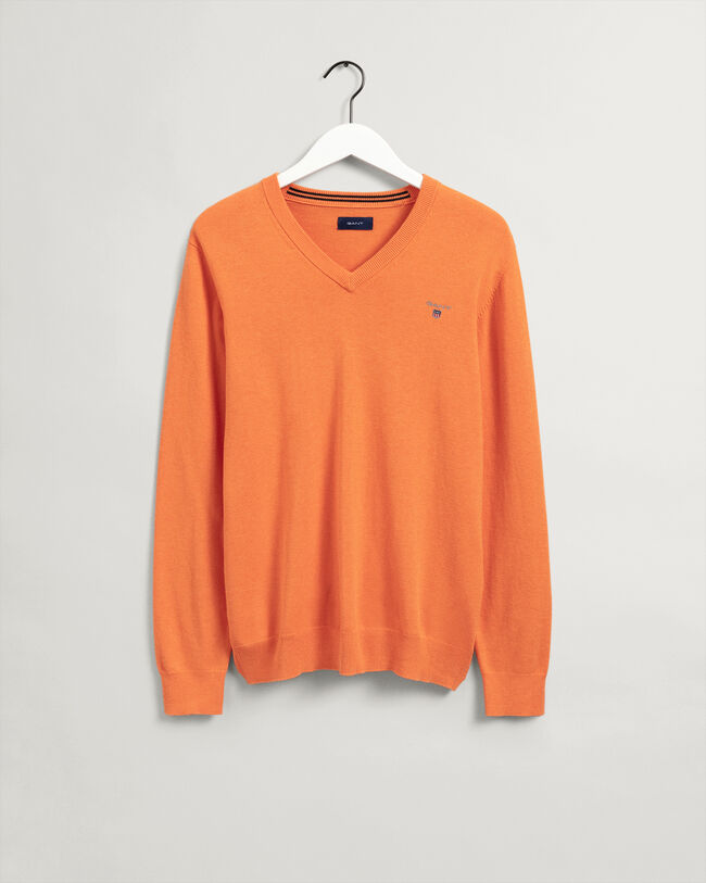 Classic sweater i bomuld med V-hals