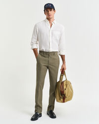 Slim fit jakkes&aelig;t-bukser af h&oslash;r og bomuld