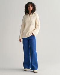 Sildebensmønstret sweater med halv lynlås