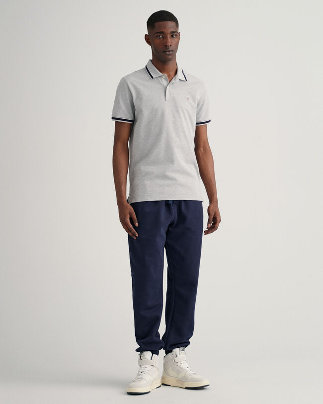 Piqu&eacute; poloskjorte med sildebensm&oslash;nstrede striber