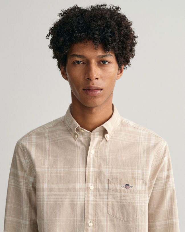 Regular fit ternet skjorte af bomuld og hør