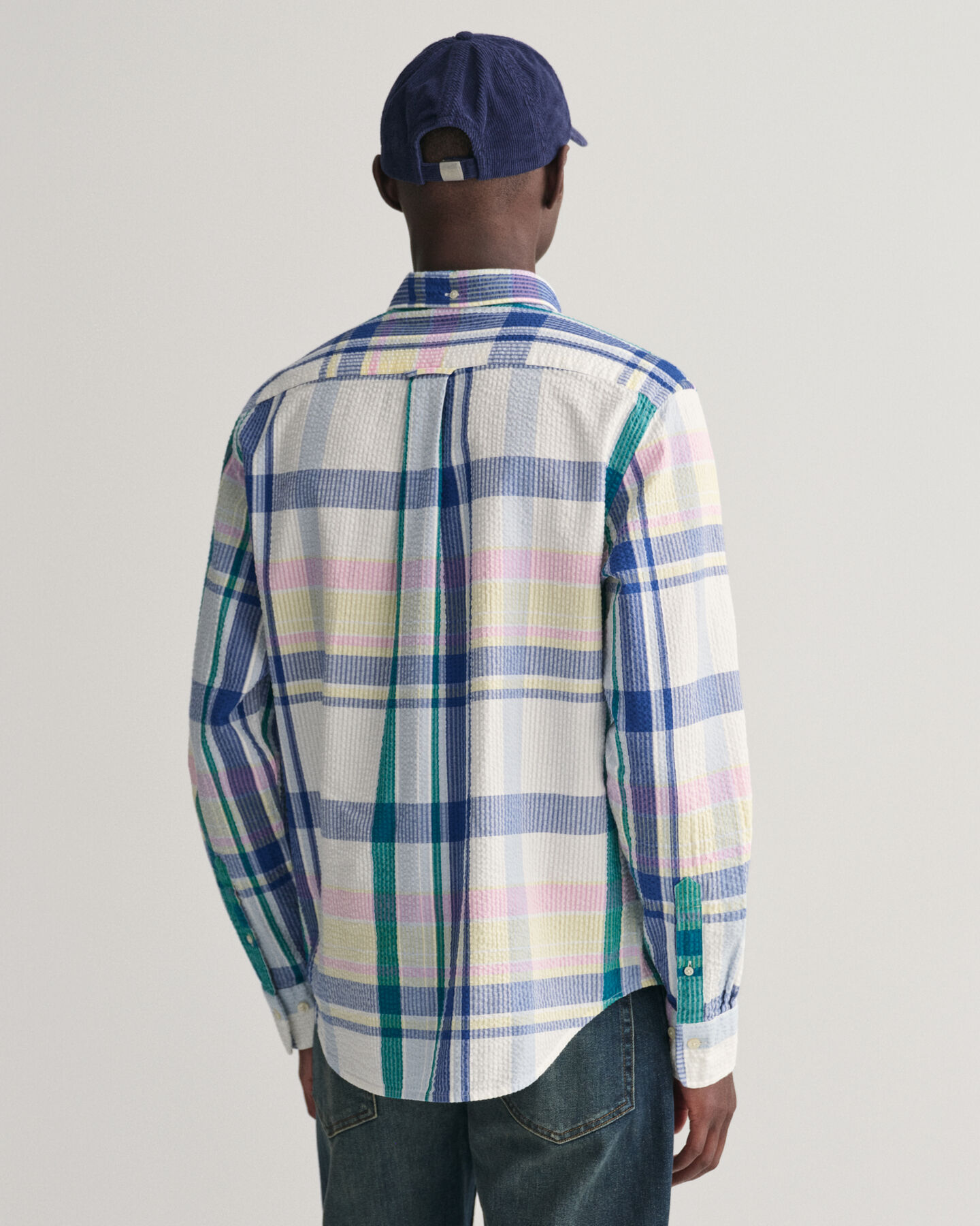 Regular fit seersucker madras skjorte