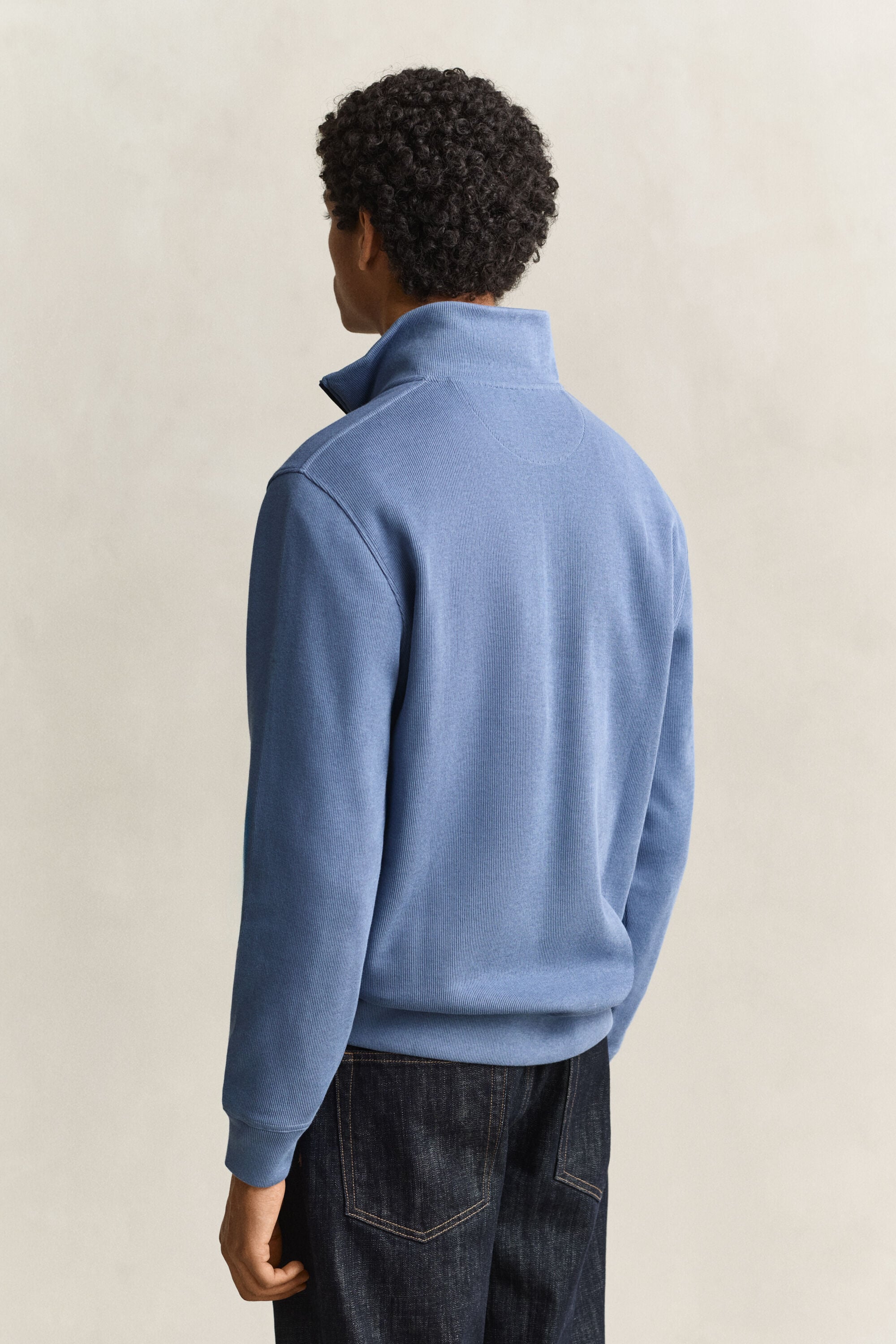 Sacker Rib sweatshirt med halv lynlås