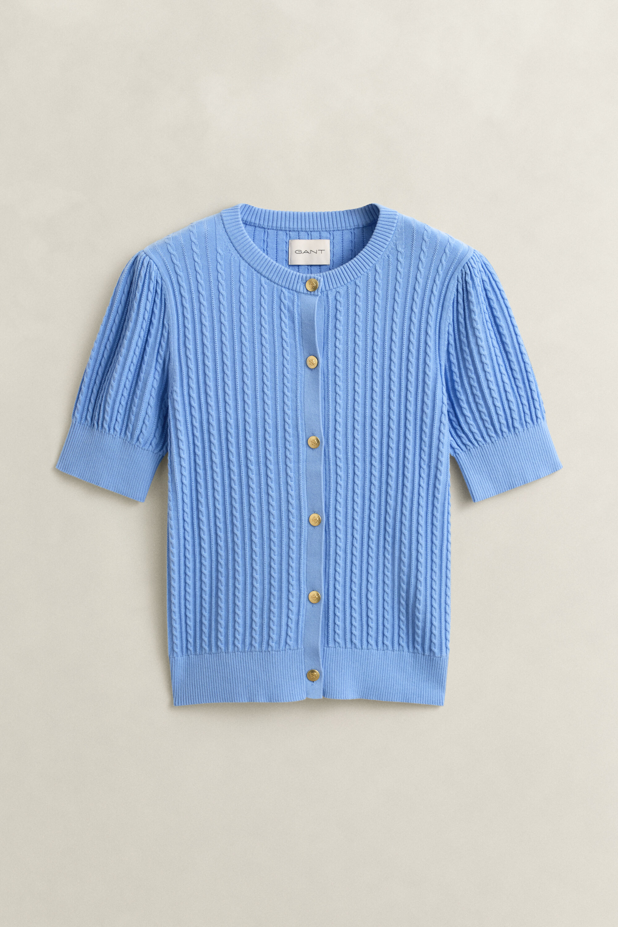 Cardigan af bomuld med kabelstrik