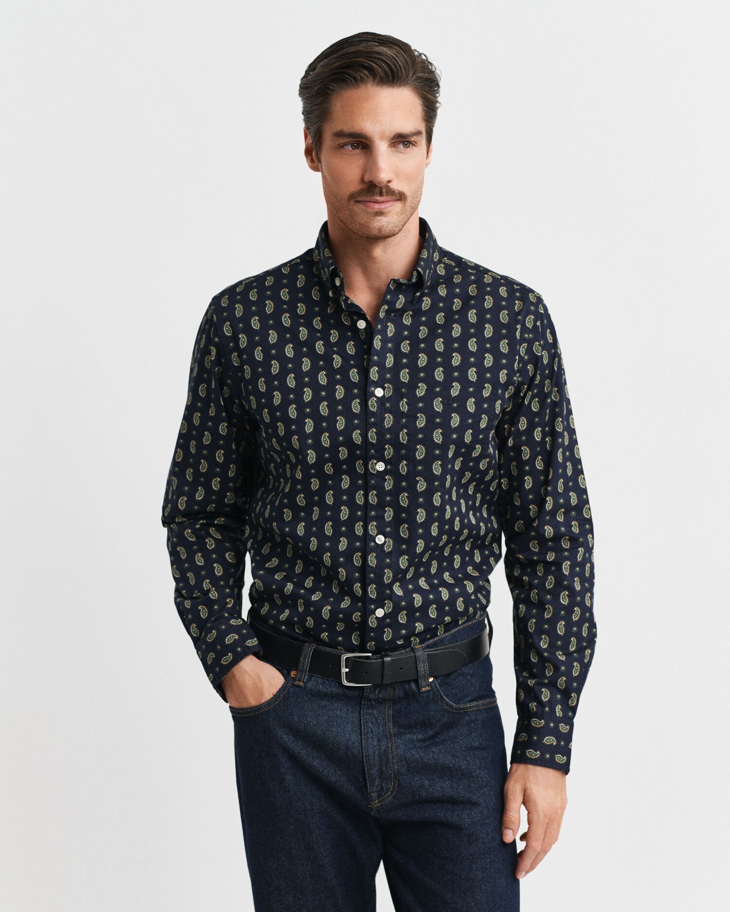 Regular fit twill-skjorte med paisley-tryk
