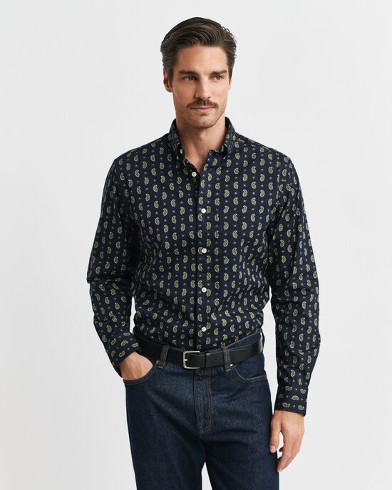 Regular fit twill-skjorte med paisley-tryk