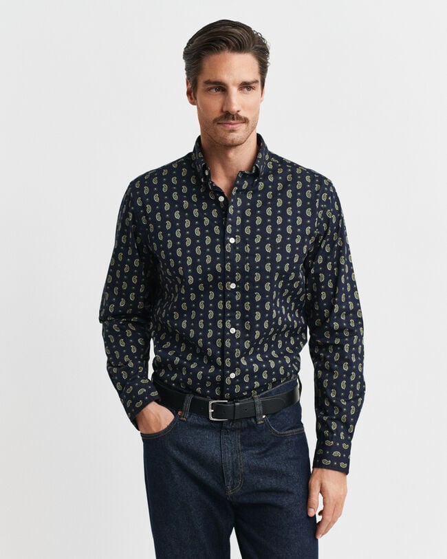 Regular fit twill-skjorte med paisley-tryk