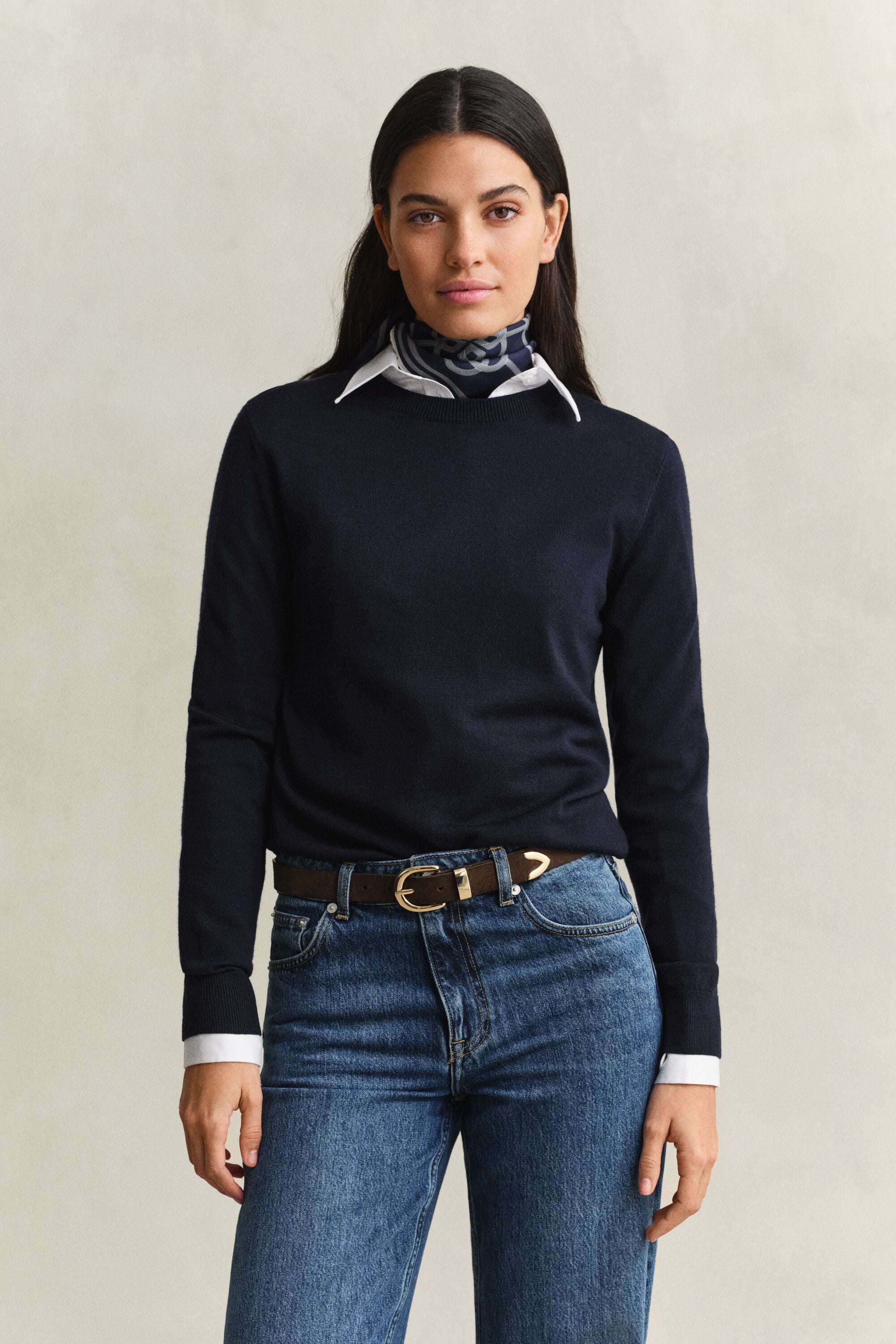 Crewneck sweater af ekstra fin merinould