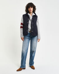 Quiltet vest med detaljer i jernbanefl&oslash;jl