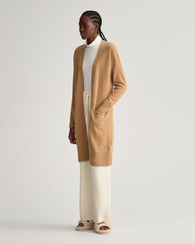 Lang cardigan af uld
