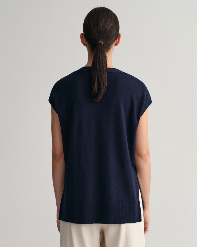 Vest i hørblanding med V-hals