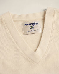Wrangler x GANT Varsity sweater i kashmirblanding med V-hals