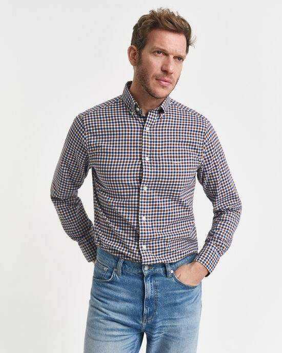 Regular fit gingham skjorte af twill