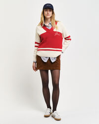 GANT Varsity sweater i bomuld med V-hals