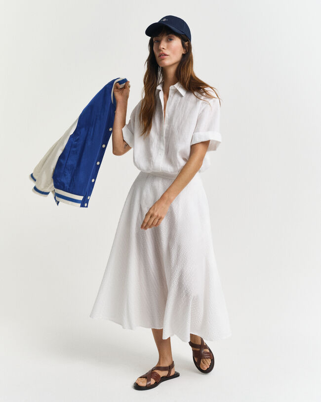 Tonal stribet seersucker nederdel