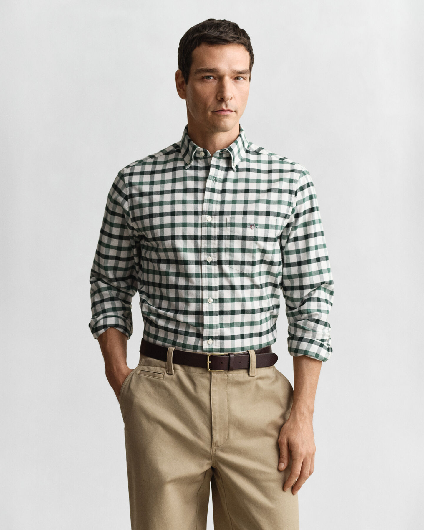 Regular fit ternet Oxford skjorte