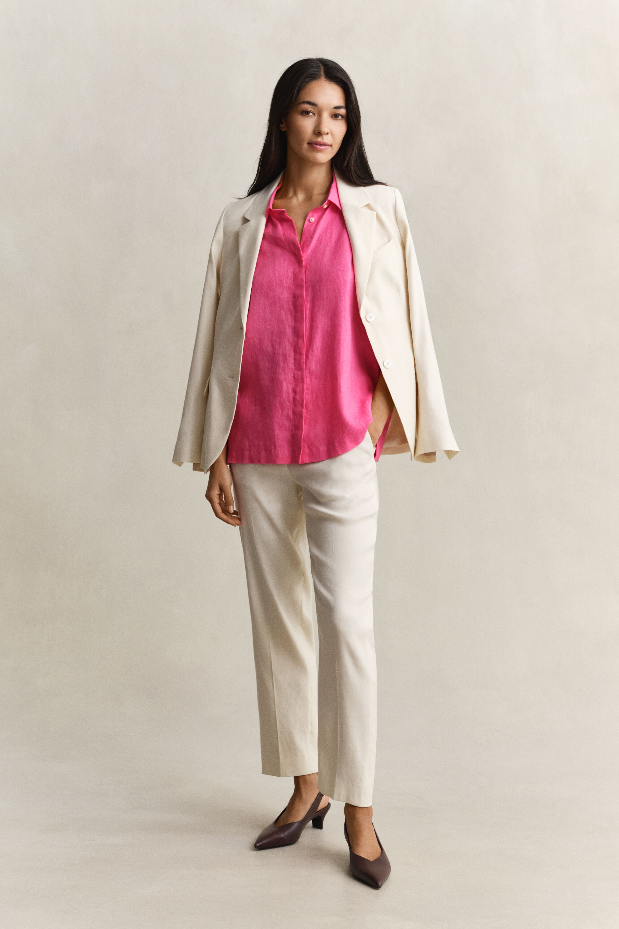 Skjorte i hør med korte ærmer