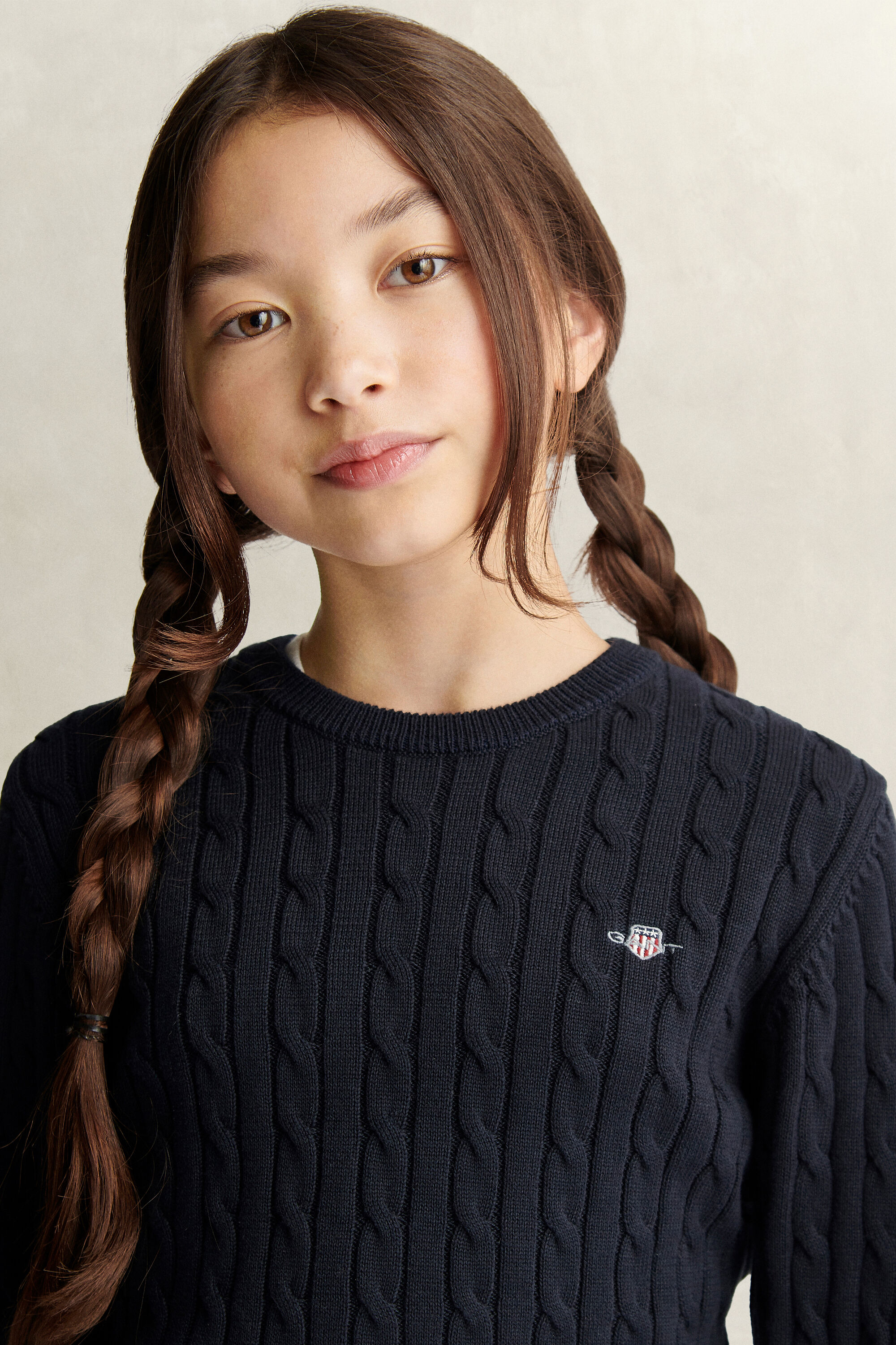 Teen Girls Shield kabelstrikket sweater