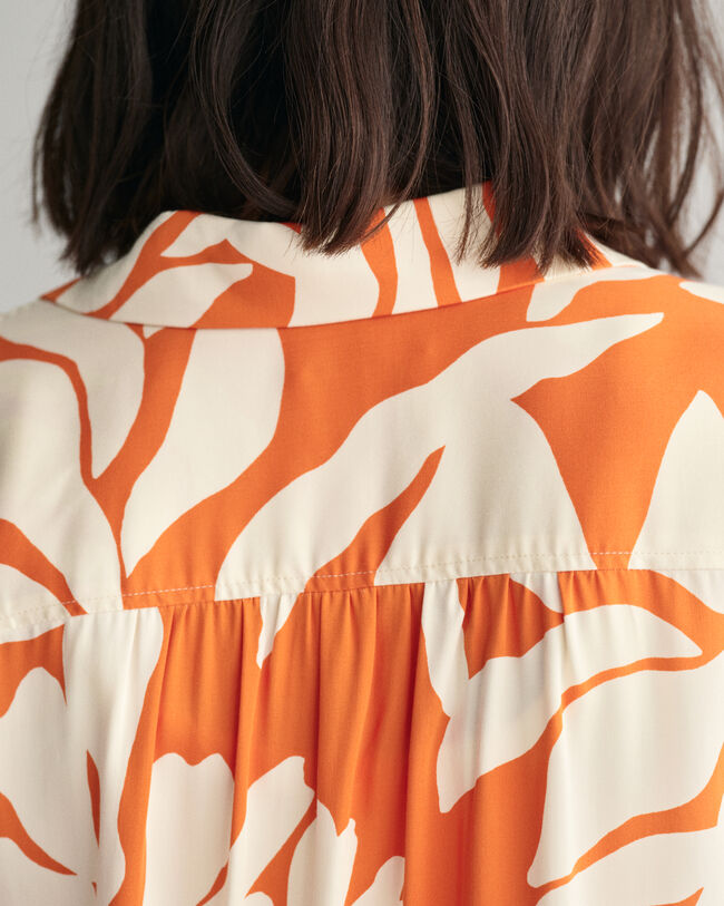 Relaxed fit Palm Print skjorte med korte &aelig;rmer