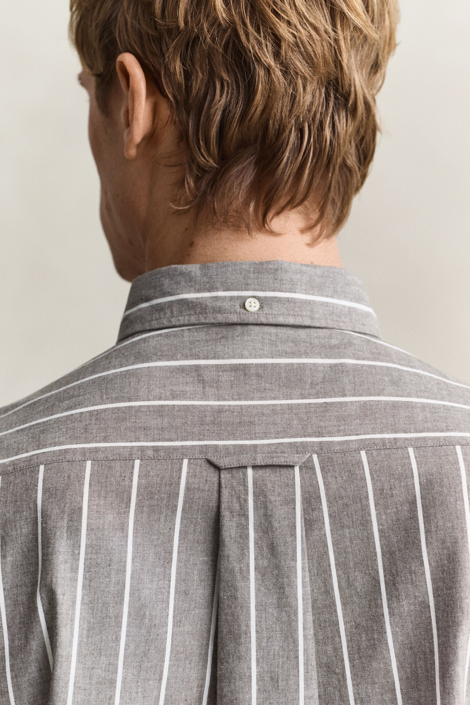Stribet skjorte i melange poplin