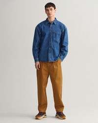 Oversized denimskjorte af twill