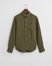 Regular fit garment-dyed hørskjorte