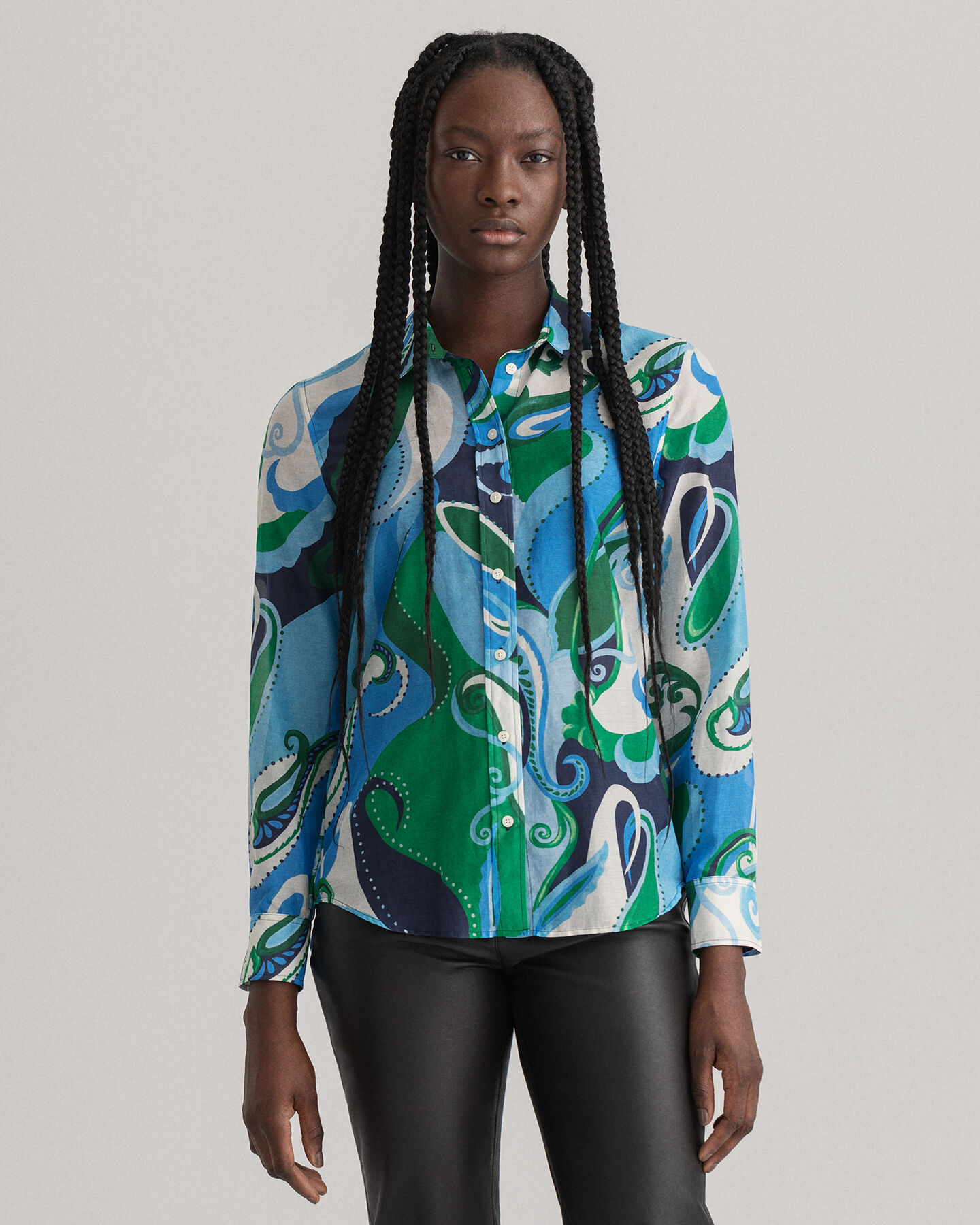 Regular fit paisley skjorte af bomuld og silke