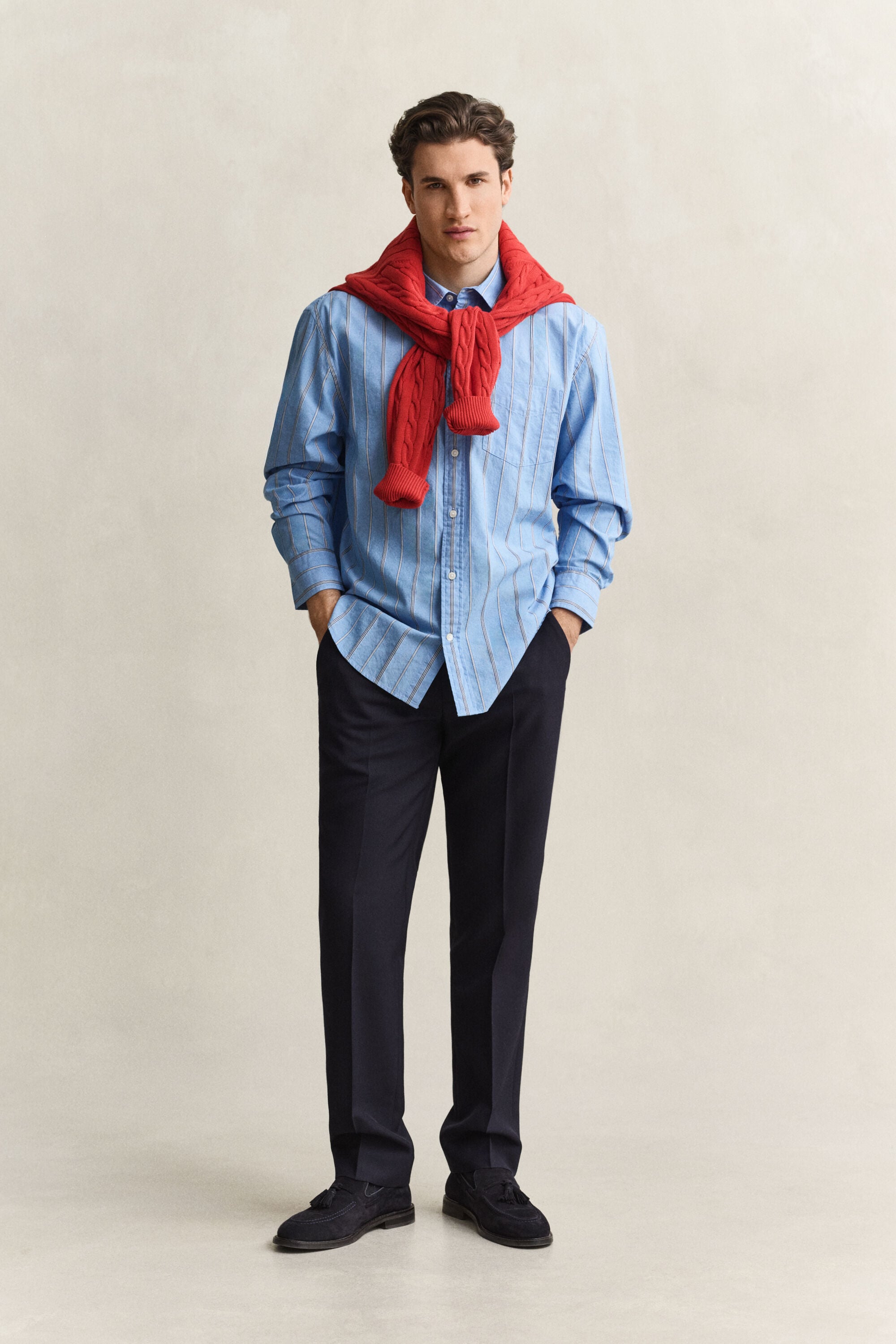 Relaxed fit dobby-stribet skjorte