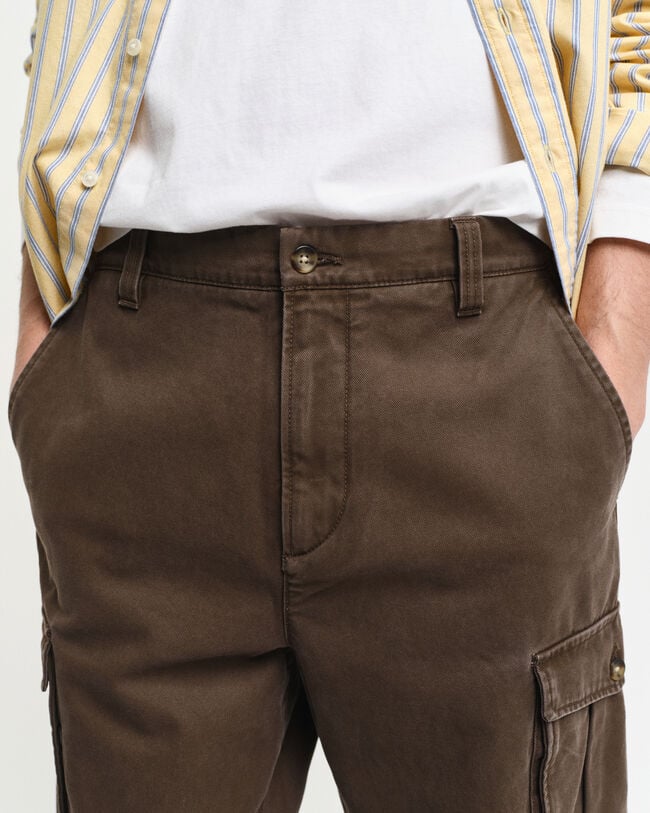 Regular fit cargobukser af bomuldstwill