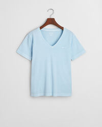 Sunfaded T-shirt med V-hals