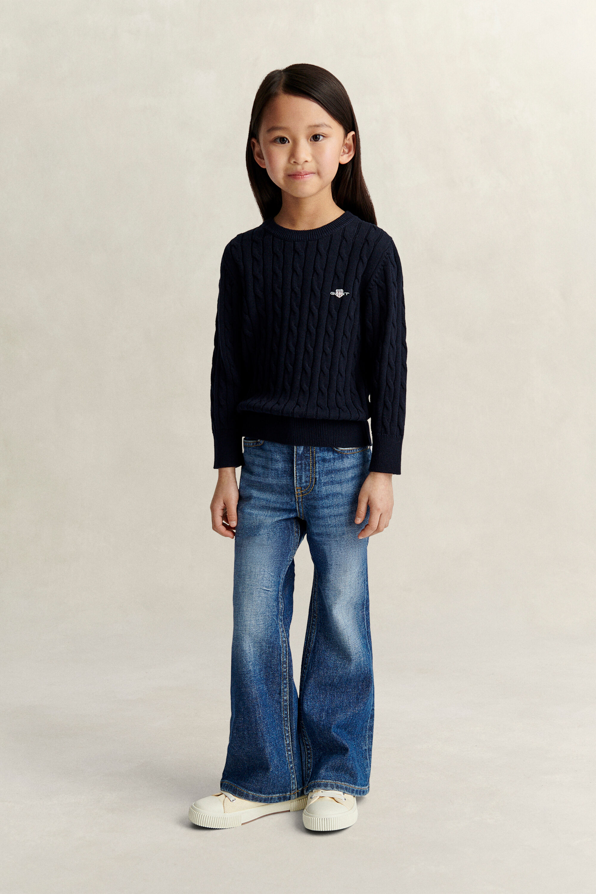 Girls Shield kabelstrikket sweater