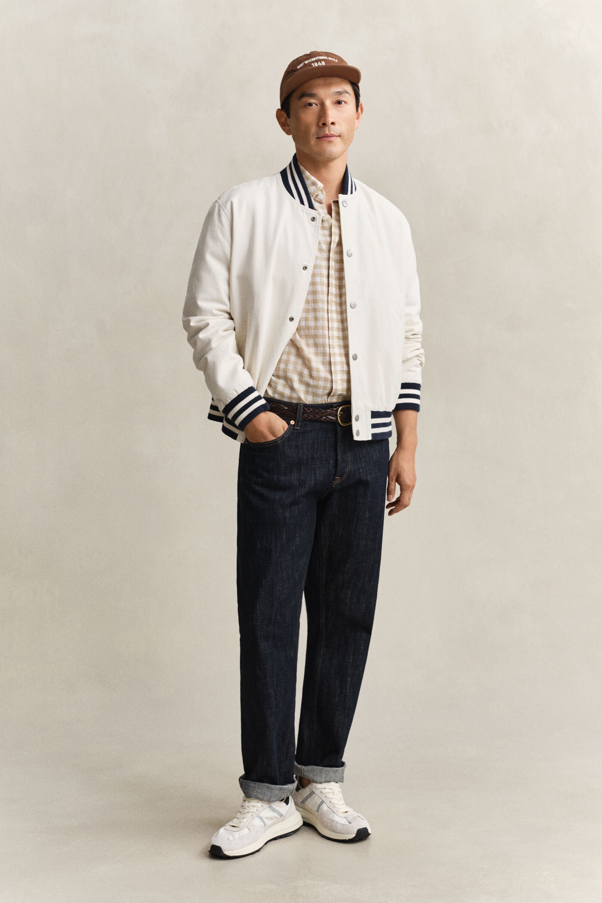 Gingham skjorte af hørblanding