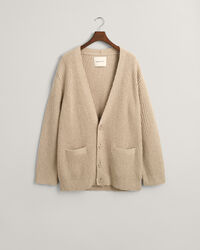 Ribstrikket cardigan i bouclé