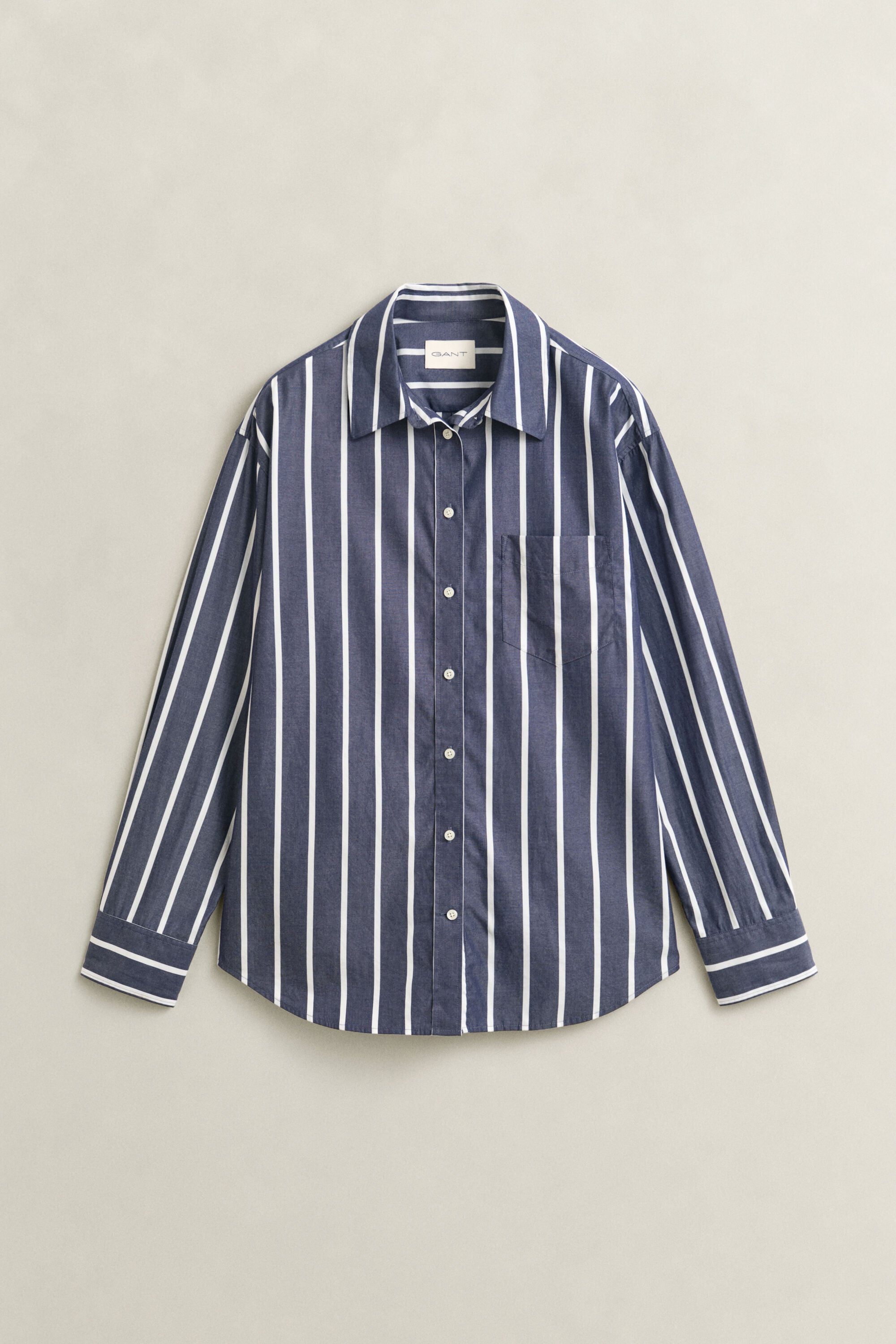 Relaxed fit stribet klassisk poplin-skjorte