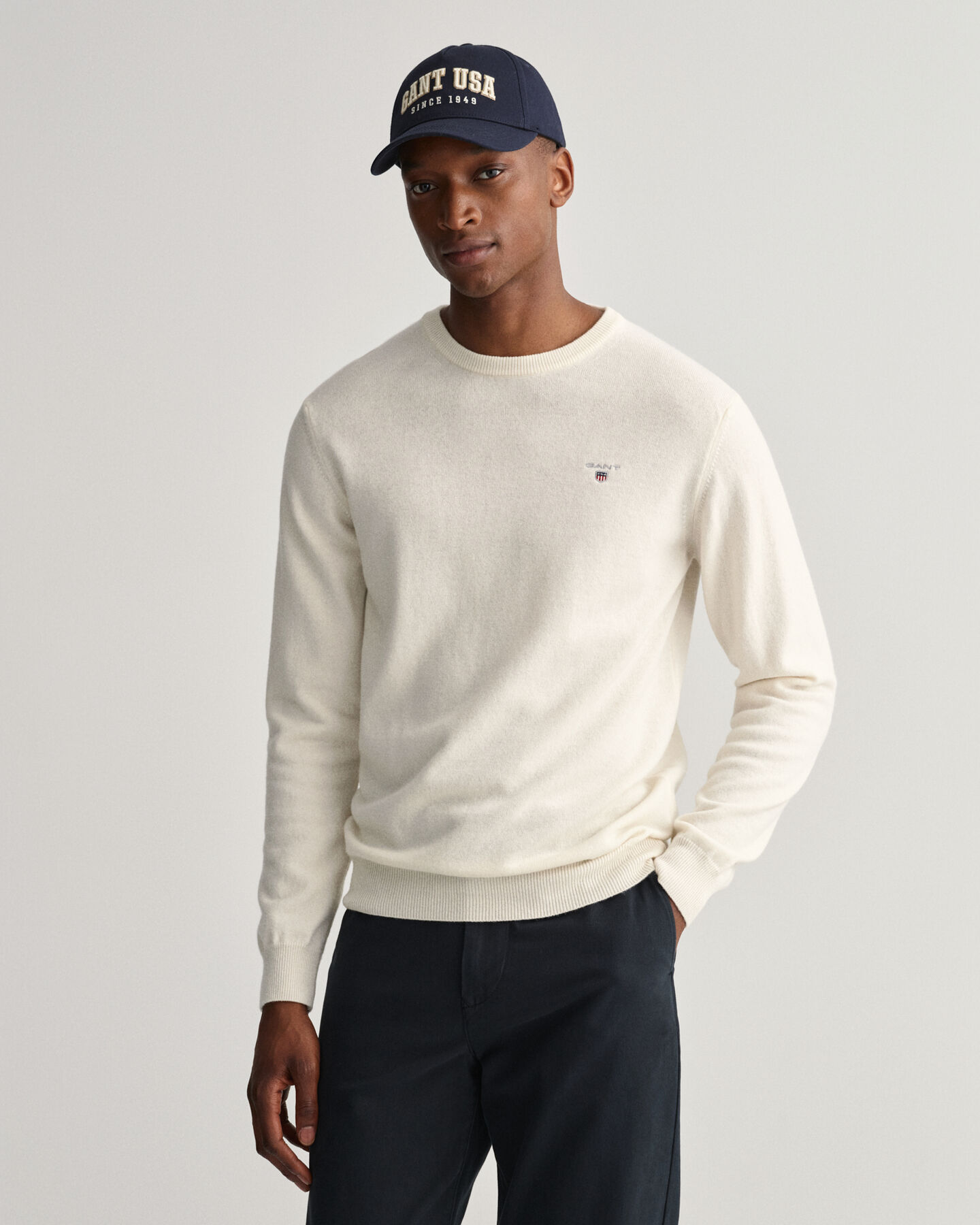 Crewneck sweater i ekstra fin lammeuld