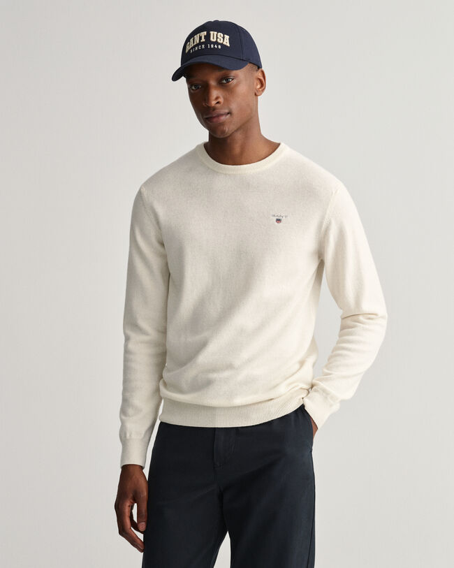 Crewneck sweater i ekstra fin lammeuld