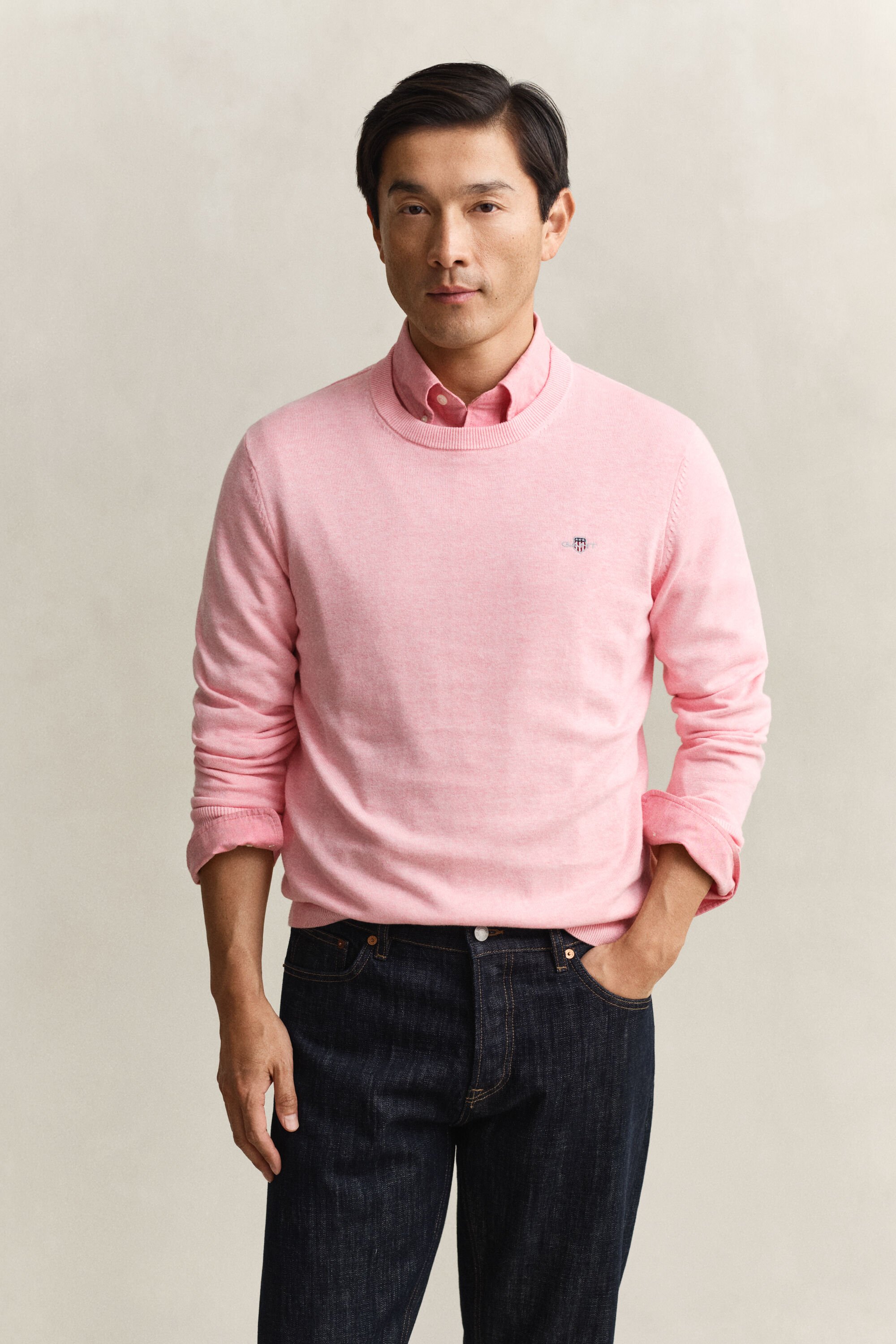 Crewneck sweater i bomuld