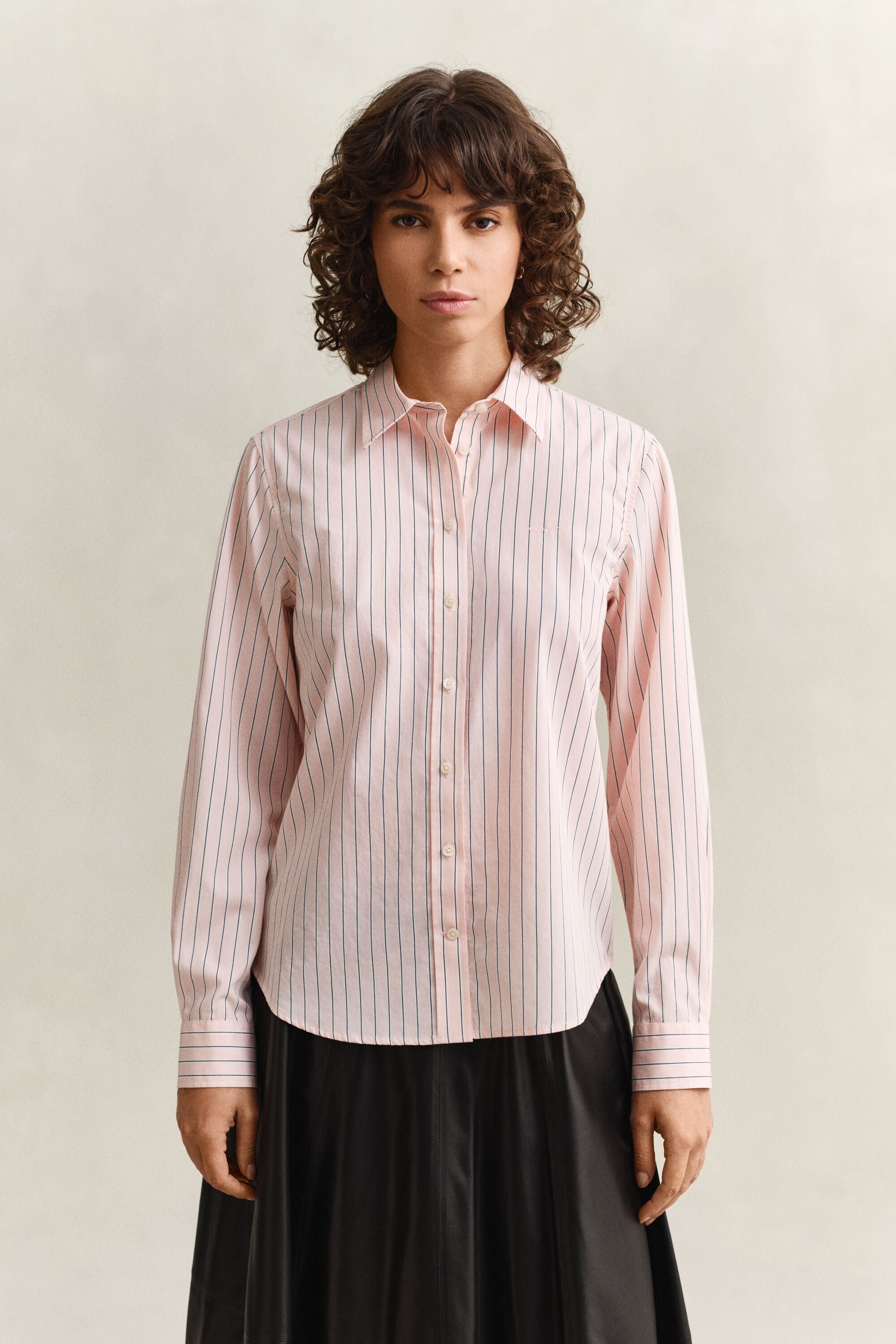 Regular fit klassisk stribet poplin-skjorte
