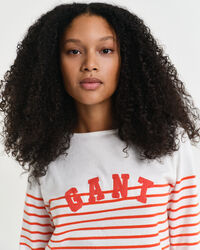 Bretonstribet T-shirt med b&aring;dudsk&aelig;ring