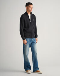 Texture bomuldssweater med hel lynlås