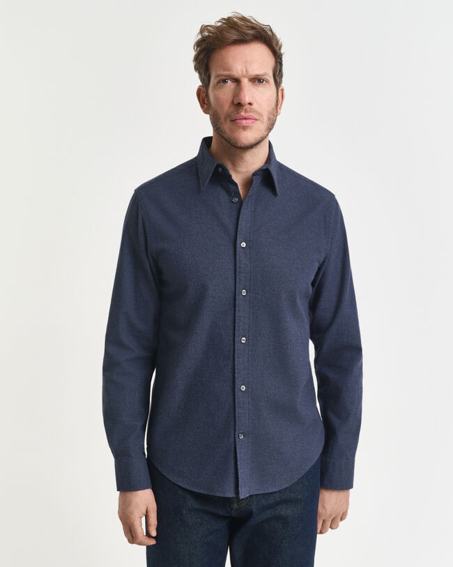 Regular fit melange flannelskjorte