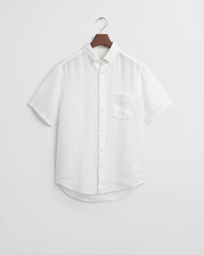 Regular fit garment-dyed h&oslash;rskjorte med korte &aelig;rmer