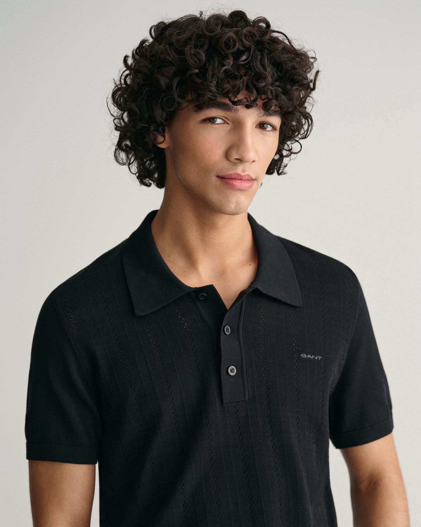 Pointelle Textured polosweater