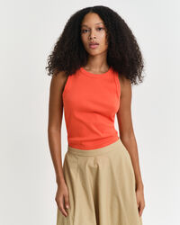 Ribstrikket tanktop med høj hals