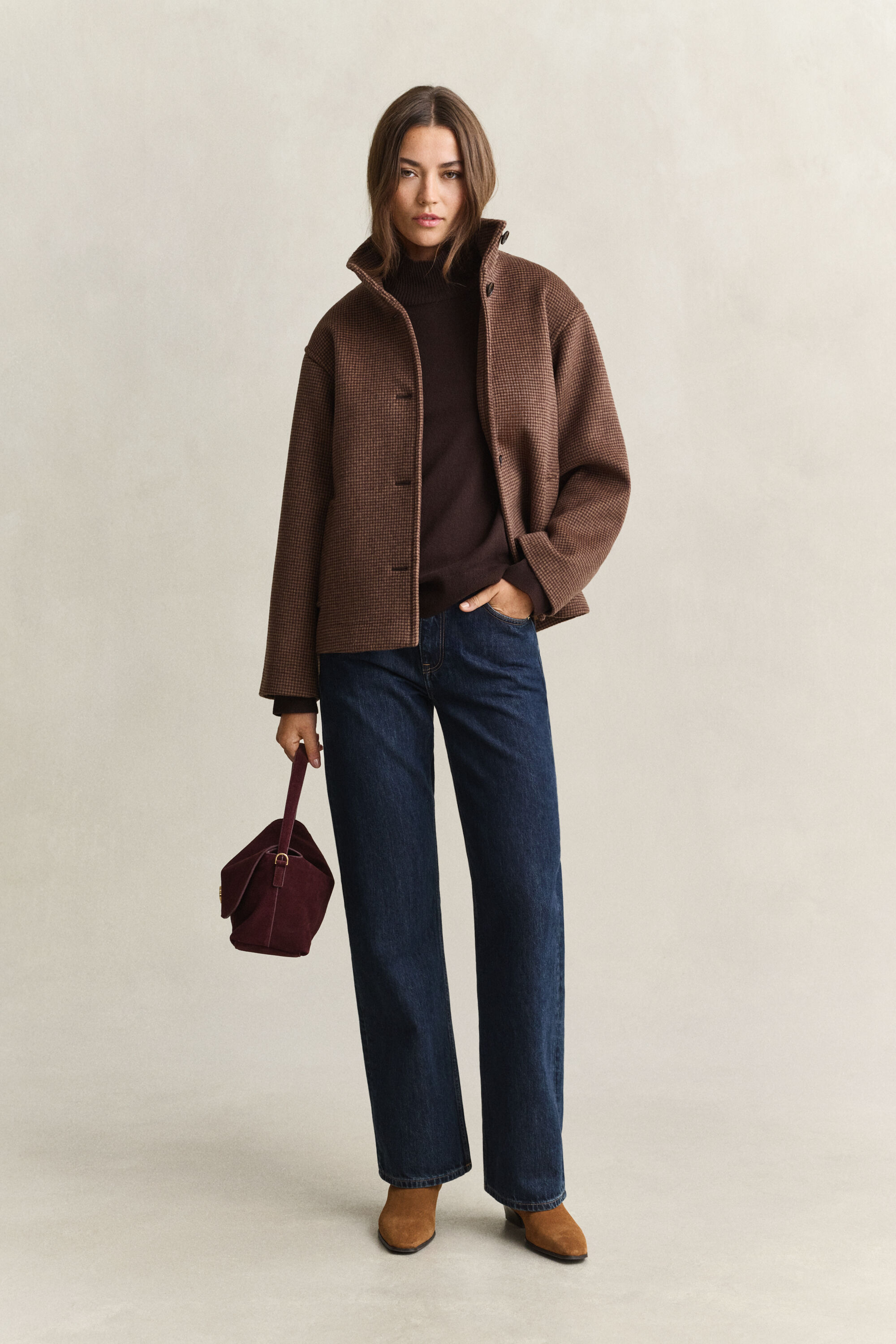 Sweater med mock-neck i luksuriøs lammeuld