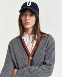 Tekstureret kontrastfarvet cardigan af bomuld